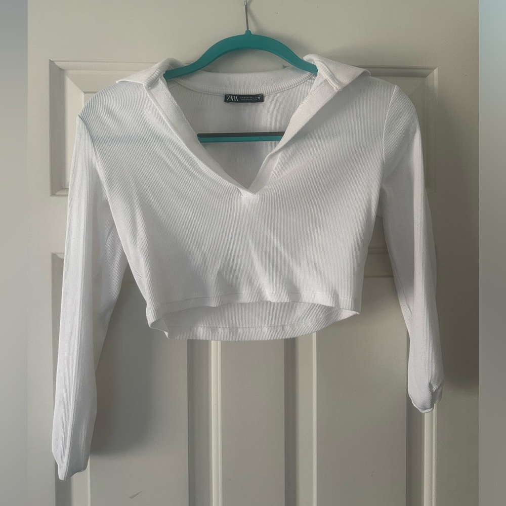 Zara cropped white long sleeve